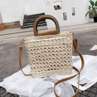 Retro Top Handle Design Crossbody Bag for Women Branded Simple Summer Straw Woven Handbags Female Hollow Basket Shoulder Bags