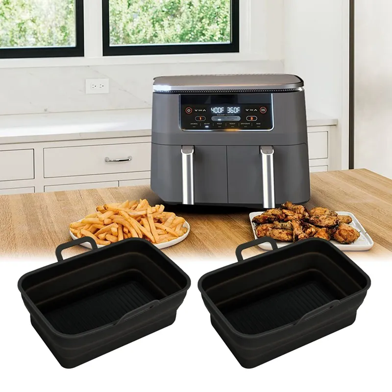 2 PCS Air Fryer Silicone Pot for Ninja Foodi Dual DZ201, Reusable