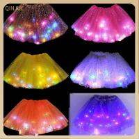 QINJUE Bercahaya เด็ก LED Gaun Glow Tutu กระโปรงเต้นรำ Berkilau Kostum Balet Puti