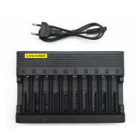 (มีในสต็อก) PUJIMAX 10-Slot เครื่องชาร์จแบตเตอรี่มัลติฟังก์ชั่น EU UK US Plug สำหรับ1.2V Aaaaa แบตเตอรี่18650 Li-Ion แบตเตอรี่ Smart Fast Charging **