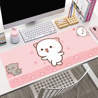 Peach Mochi Cat Gaming Mouse Pad แผ่นรองเมาส์เกมคอมพิวเตอร์ แผ่นรองเมาส์ยางธรรมชาติกันลื่น แผ่นรองเมาส์สำหรับสุภาพสตรี