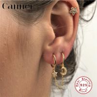 Canner 1pcs 925 Sterling Silver Hoop Earrings Korean New Mix Chain Double Wear Lightning Moon Star Gold Earrings Fine Jewelry W4