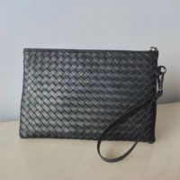 2023 New★ Genuine Leather Mens Casual Woven Handbag Clutch Bag Envelope Bag Sheepskin Black Large Capacity Clutch