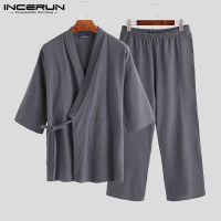 Japanese Mens Kimono Pajamas Sets Male Robe Gown 2PcsSet Bathrobe Sleepwear Loose Man Cotton Comfortable Pajamas Sets 2021 5XL