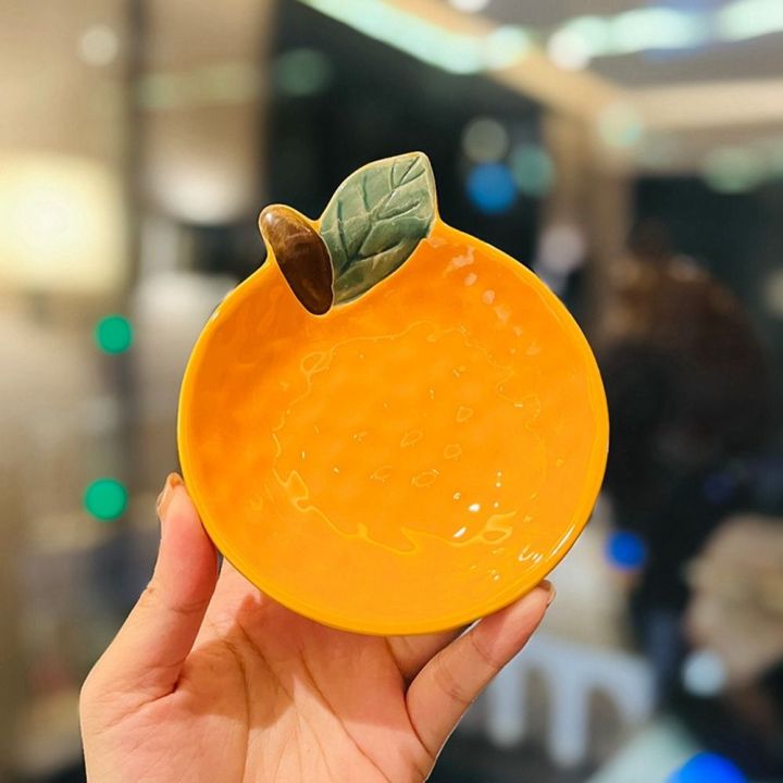 anit-จานขนมหวานมะนาวส้มจานซอสรูปผลไม้ที่แบ่งเครื่องปรุงรสเซรามิกสำหรับซอสมะเขือเทศแบบแปลก