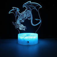Nighdn Dinosaur 3d Lamp Acrylic Usb Led Night Lights Colorful Touch Remote Control Table Desk Lamp Creative Gift Room Home Decor