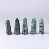 1Pc ขัดเงาสีเขียวธรรมชาติ Epidote ควอตซ์คริสตัลหินจุด Epidote Wand