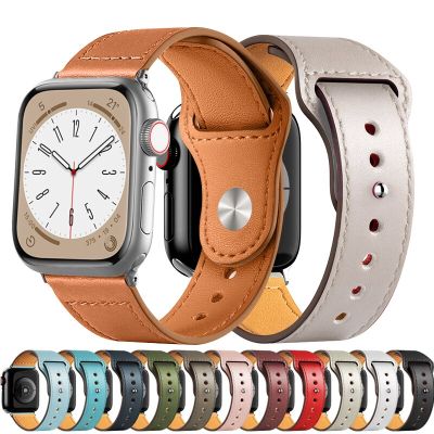 Leather Strap For Apple watch Ultra Band 49mm 44mm 40mm correa 42mm 38mm wrist bracelet iWatch series 8 7 3 4 5 6 se 41mm 45 mm Straps