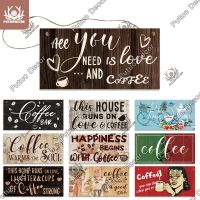 Putuo Decor Coffee Wood Signs Plaque Wooden Plates Vintage Wall Art Hanging Posters for Cafe Bar Kitchen Home Decoration Gift Pipe Fittings Accessorie