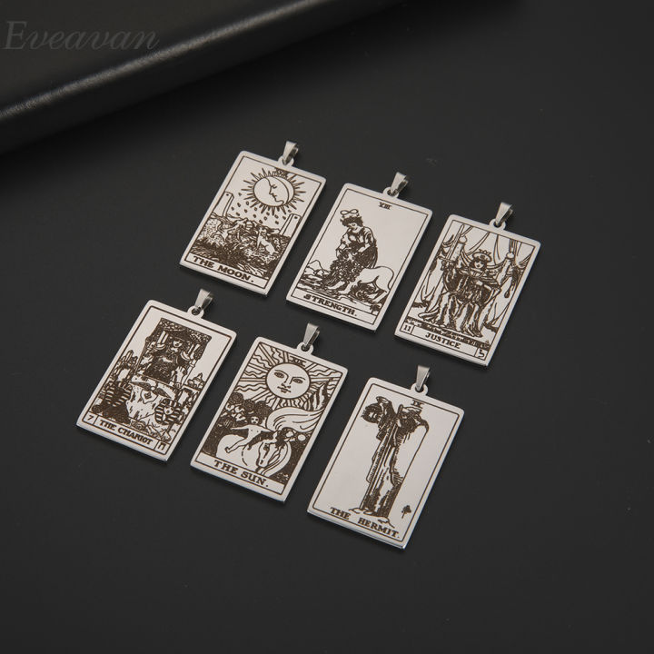 eueavan-10pcs-diy-accessories-stainless-steel-the-major-arcana-tarot-cards-vintage-amulet-pendant-for-necklaces-wholesale