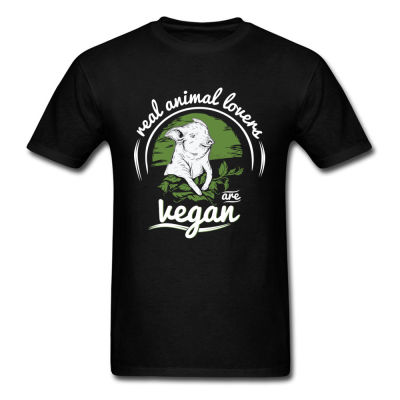 Real Animal Lovers Are Vegan Tshirt Men T Shirt Clothing Vegetarian Cartoon Tees Healthy Life Cotton Tshirt