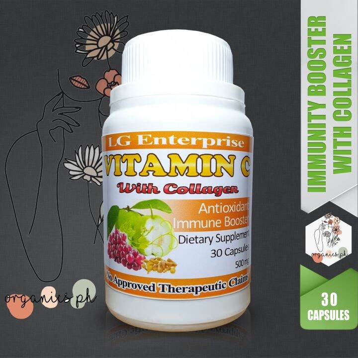 PURE ORGANIC Vitamin C with Collagen Capsules 500mg Immunity Booster by