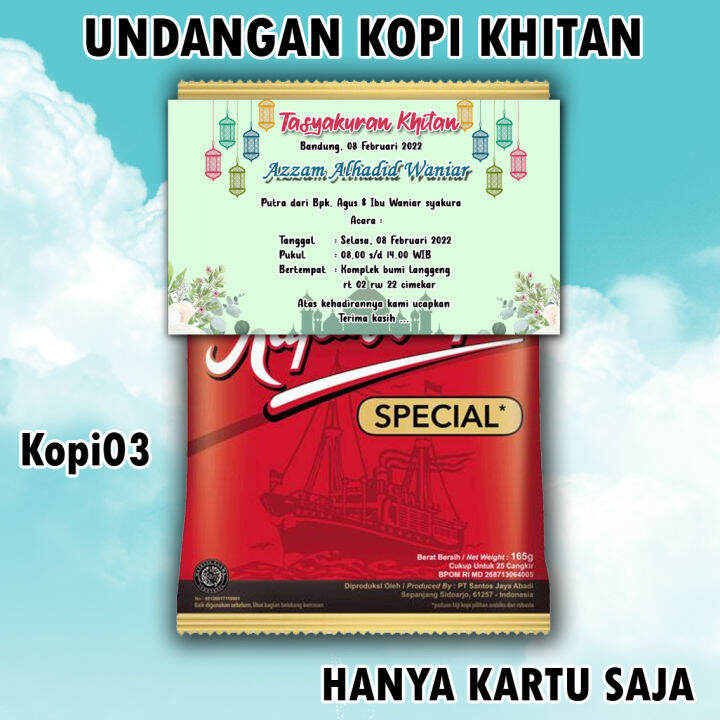 ( 50 PCS ) UNDANGAN KOPI KHITAN 03 UNDANGAN KOPI VIRAL UNDANGAN MASAKO