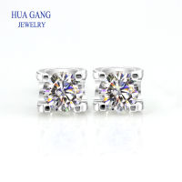 100 925 Sterling Silver Sparkling Wedding Jewelry D Color Round Moissanite Diamond Gemstone Earrings 0.5CT to 1Carat D Color