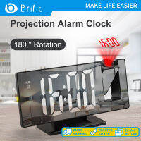 Brifit Projection นาฬิกาปลุกดิจิตอล 7.8 "LED กระจกแสดงนาฬิกา 4 ระดับความสว่างปรับฟังก์ชั่น Snooze 12/24h พร้อมโปรเจคเตอร์ 180° เหมาะสำหรับห้องนอน ห้องนั่งเล่น สำนักงาน ของขวัญ