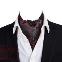 จัดส่งฟรี Ikepeibao Mens Luxury Wine Blue Floral Cravat ผ้าไหม Ascot ผ้าพันคอ Tie Fit อย่างเป็นทางการอีสเตอร์วัน-GGHJY STORE