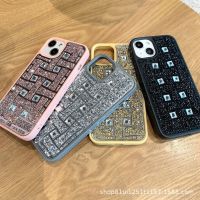 สำหรับ iphone14 กรณีโทรศัพท์แววผงเรขาคณิตฝังเพชรแอปเปิ้ล 13promax ซิลิโคน rhinestone กรณีอ่อน 12