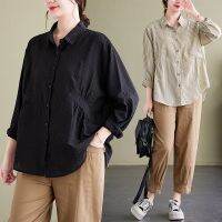 WhiteTime Art Van Stripe เสื้อแขนยาวทรงหลวมสำหรับผู้หญิงอารมณ์ของต้นฤดูใบไม้ร่วงกองทุนใหม่ลบด้วยการแสดงอายุบางใหญ่ Shirt301T2542หลา