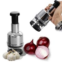 ETXManual Onion Chopper Stainless Steel Garlic Presser Food Crusher Cutter Meat Mincer Hand Press for Vegetable Kitchen Tool