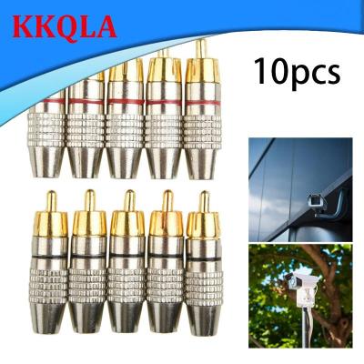 QKKQLA 10pcs Gold RCA Male Adapter Non Solder Connector for Audio Video CCTV IP Camera Security Cable Convertor