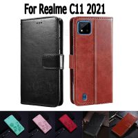 ▫ﺴ Wallet Case For Realme C11 2021 Cover Etui Flip Stand Leather Book Funda On Realme C 11 Magnetic Card Phone Case Hoesje Capa Bag