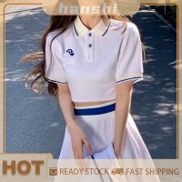 hanshi [2023 new HOT FASHION] lazlook ชุดเดรสมีปกสีหวานสำหรับผู้หญิงชุดกระโปรงมีจีบแนวสปอร์ตแฟชั่นสีตัดกัน