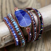 Natural Stone Bracelet Lapis Lazuli Hand Woven Multilayer Leather Bracelet Creative National Style Simple Bracelet 2021New