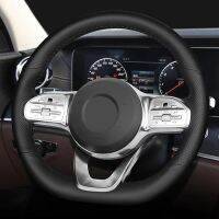 Black Genuine Leather Suede Car Steering Wheel Cover For Mercedes-Benz A-Class W177 2018-2019 B Class C Class CLS 2018-2020