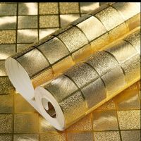 Non self adhesive Mosaic Wallpaper Rollers for Wall Decoration Glitter Mirror Sparkle Light Reflect Gold Silver Wall Stickers