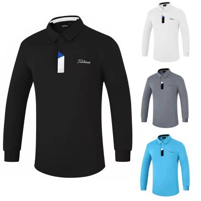 Golf mens outdoor sports long-sleeved polo shirt breathable quick-drying comfortable clothing casual tops Malbon PEARLY GATES  TaylorMade1 SOUTHCAPE Le Coq Amazingcre PING1 Master Bunny▼✗✼