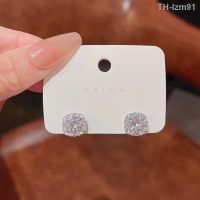 ? เครื่องประดับ 925 silver needle light luxury niche contracted geometric zircon earrings female ins tide joker temperament zirconium stud earrings earrings