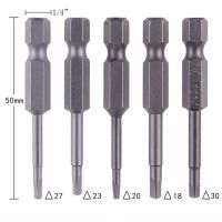 5PcsSet Magnetic Triangle Head Screwdriver Bit 14" S2 Steel Anti Slip Hex screw equipment Electric Power Tool Accessories