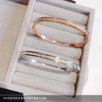 [Anti-allergic bathing without taking it off] Titanium steel classic half-circle diamond-encrusted bracelet girlfriend zircon bracelet explosive style