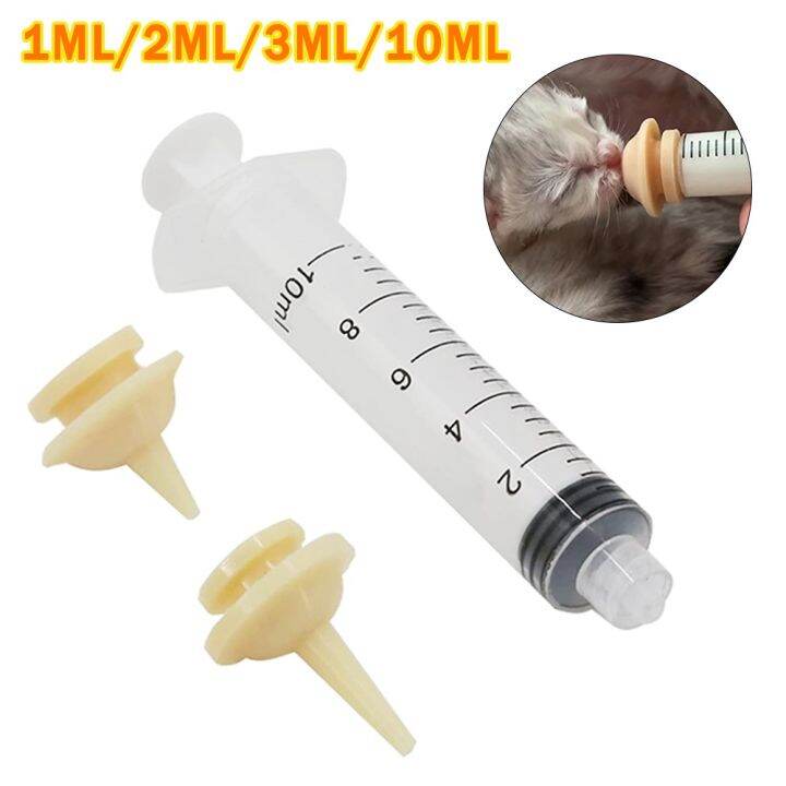 2Pcs Pet Nursing Miracle Nipple With Syringe Kit for Newborn Kittens Puppies Feeding Tool