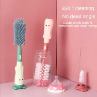 Baby Bottle Brush 3-In-1 360 Degree Baby Silicone Cup Bottle Cleaning Brushes Set andheld Soft Head Food Grade Brushes Cleaning Tools