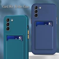 Untuk Samsung Galaxy S23 S22 Casing Ultra Tas Penyimpan Kartu Sampul Ponsel Silikon untuk Samsung A54 A14 S20 S21 FE Note 10 Plus 20 Ultra