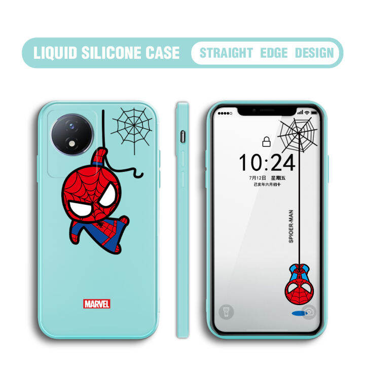 ggk-for-vivo-y02a-y02-y02t-น่ารักลายการ์ตูนอเวนเจอร์สจาก-marvl-เคสโทรศัพท์สไปเดอร์แมนสไปเดอร์ชายขอบสี่เหลี่ยมปลอกซิลิโคนฝาปิดเลนส์เคสป้องกันทนแรงกระแทก