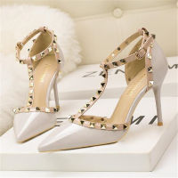 New Women Pumps Summer Fashion y Rivets Pointed Toe Wedding Party High Heeled Shoes Woman Sandals Zapatos Mujer