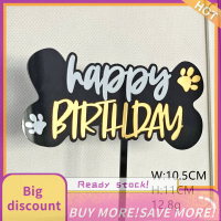 ?【Lowest price】Qearl Double acrylic แฮปปี้เค้กวันเกิด Topper สำหรับ PET Dog Birthday PARTY Supplies