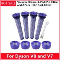 สำหรับทำความสะอาดสุญญากาศไร้สาย Dyson V8และ V7 6แพ็คตัวกรองล่วงหน้าและ2แพ็คกองหลังเปลี่ยนไส้กรองสามารถใช้งานได้