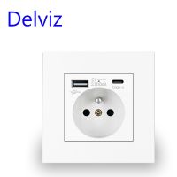 Delviz With usb French standard Outlet16A Power Socket for FranceWhite PC Panel 1A1C 5V Charging Jack Type C USB Wall Socket