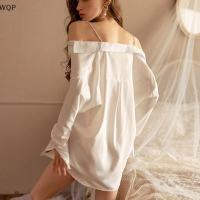 [WQP Fashion Store] COD Jewerry White Chiffon suspender Dress แฟนสไตล์เสื้อสีขาวรัดรูปเซ็กซี่ชุดนอนมุมมองเครื่องแบบ Temptation dropshipping