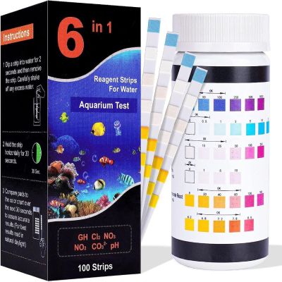 100ct 6-In-1 Aquarium Test Strips PET Water Problems Testing Strips Testing of PH Hardness Aquarium fish Pond swimming Pool Inspection Tools