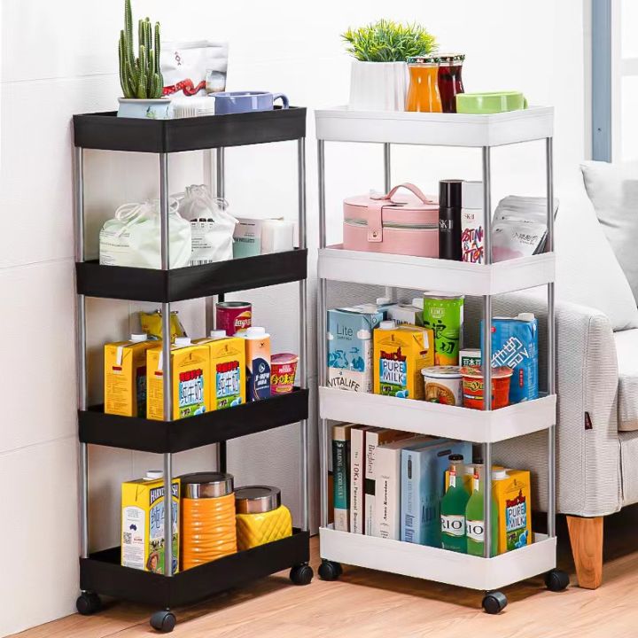 4 layer Bath Rack Bathroom Shelves Rolling Trolley Kitchen Organizer