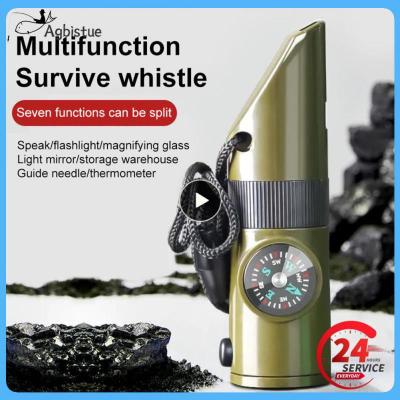 Survival Whistle Portable 7 In 1 Multifunctional Whistle With Led Light Thermometer Compass Multi-function Whistle Outdoor Tools Survival kits