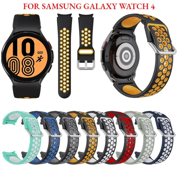 สายกีฬาแฟชั่นใหม่สำหรับ Samsung Galaxy Watch 4สายนาฬิกาซิลิโคนปลายโค้งยาว44มม 42มมwatch4มม 6928