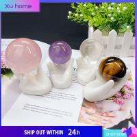 XU HOME สีเรียบเนียน ฐานลูกบอลคริสตัล เซรามิกส์ ของตกแต่งบ้าน ที่วางลูกกลมมือพระ สร้างสรรค์และสร้างสรรค์ สนับสนุน rhinestone ขาตั้งแสดงทรงกลม ทรงกลม30-60มม.