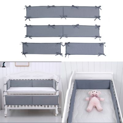 4 Pcs Solid Color Baby Crib Bumper Newborn Cot Protector Pillows Infant Bed Cushion Mat Nursery Bedding