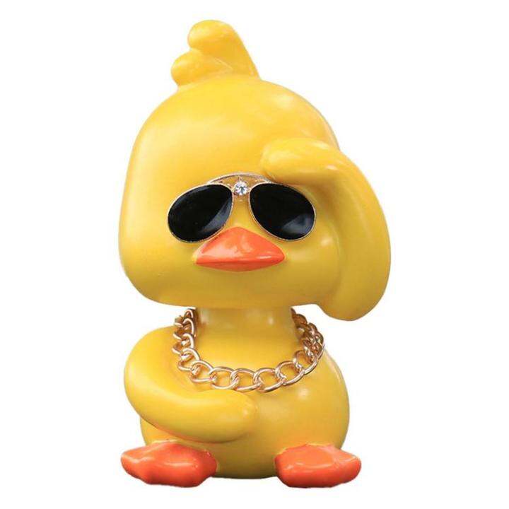 yellow-duck-car-ornaments-shaking-head-yellow-duck-car-accessories-funny-shaking-head-doll-with-sunglasses-and-necklace-for-motorcycle-bicycle-automobile-supple