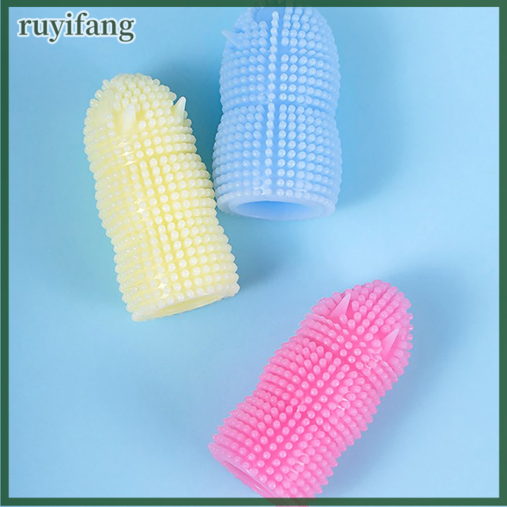 ruyifang-แปรงสีฟันขนนุ่มมากสำหรับสัตว์เลี้ยงสำหรับสุนัขทำความสะอาดฟันอุปกรณ์ทำความสะอาดฟันซิลิโคนไม่เป็นพิษ